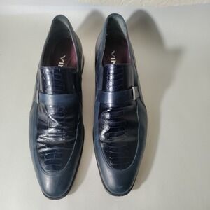Vinci The Kazablanka Navy Leather Bit Loafer Men Shoes Size 44 US 10.5-11